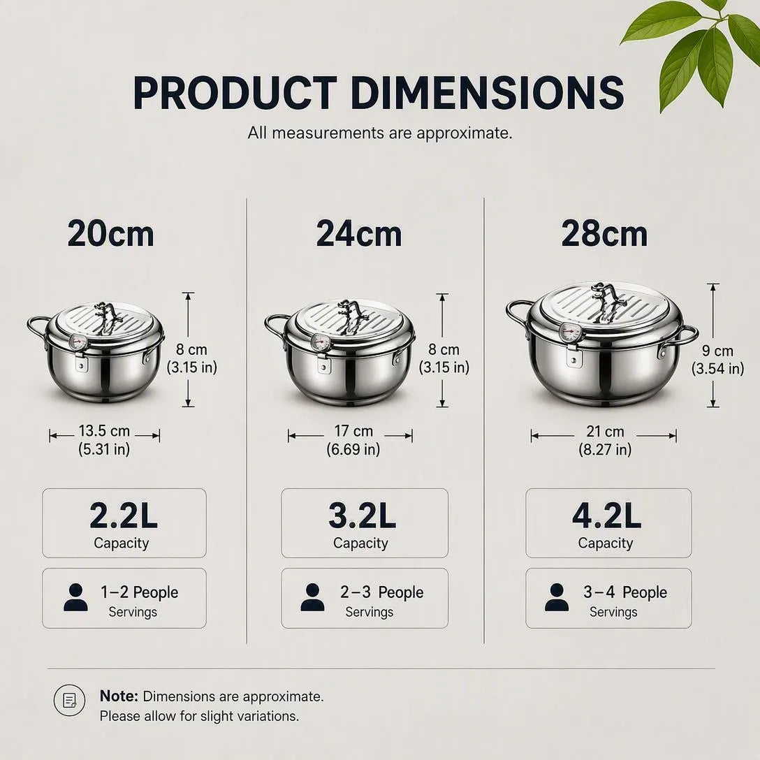 304 Stainless Steel Deep Fryer Pot With Thermometer