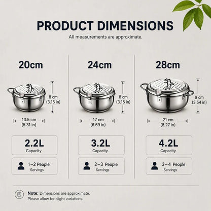 304 Stainless Steel Deep Fryer Pot With Thermometer