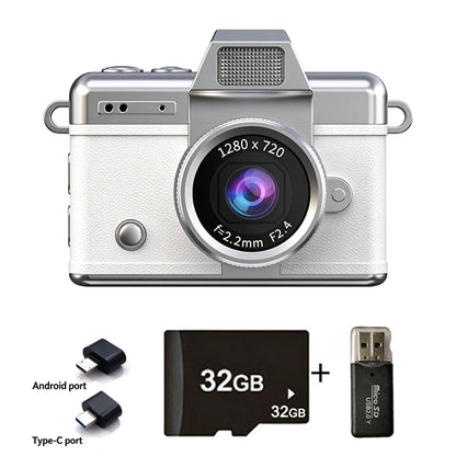 🎁1080P Mini Keychain Digital Camera – Retro Pocket Camera with Flip Screen & Flash, 32GB/64GB Card & Charging Cable Included