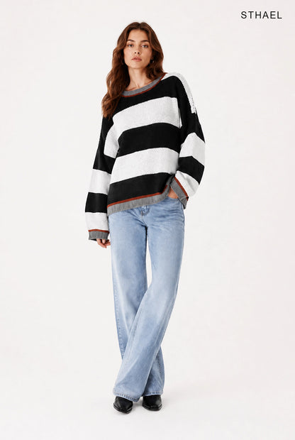 Women's Color Block Oversized Knit Sweater