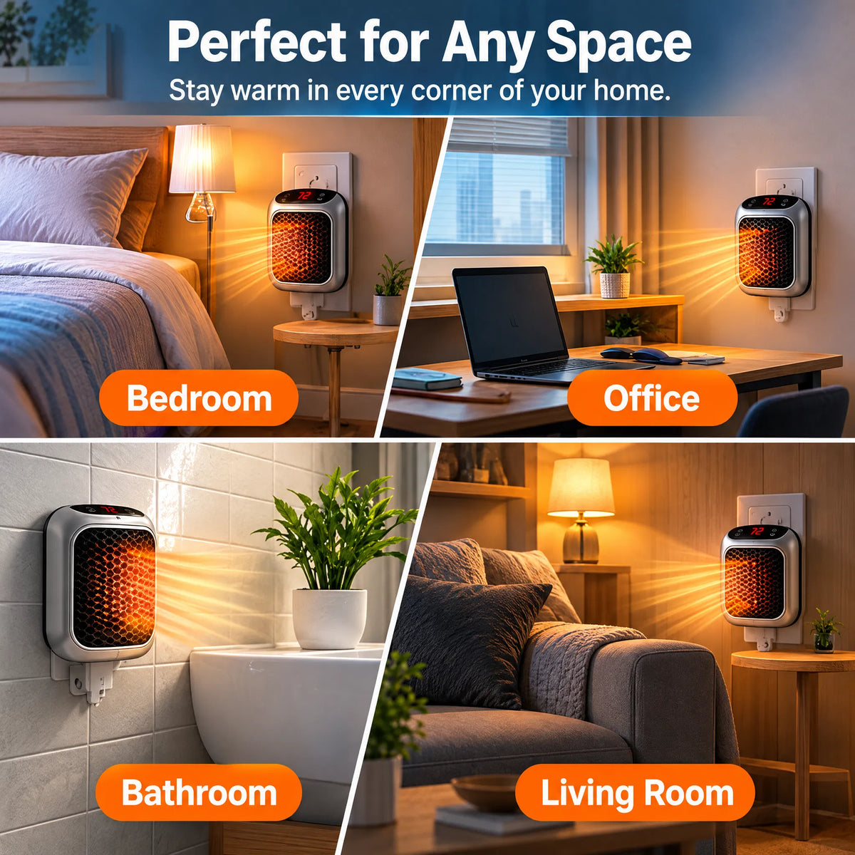 🎁Plug-In Ceramic Heater with Remote Control & Smart Thermostat
