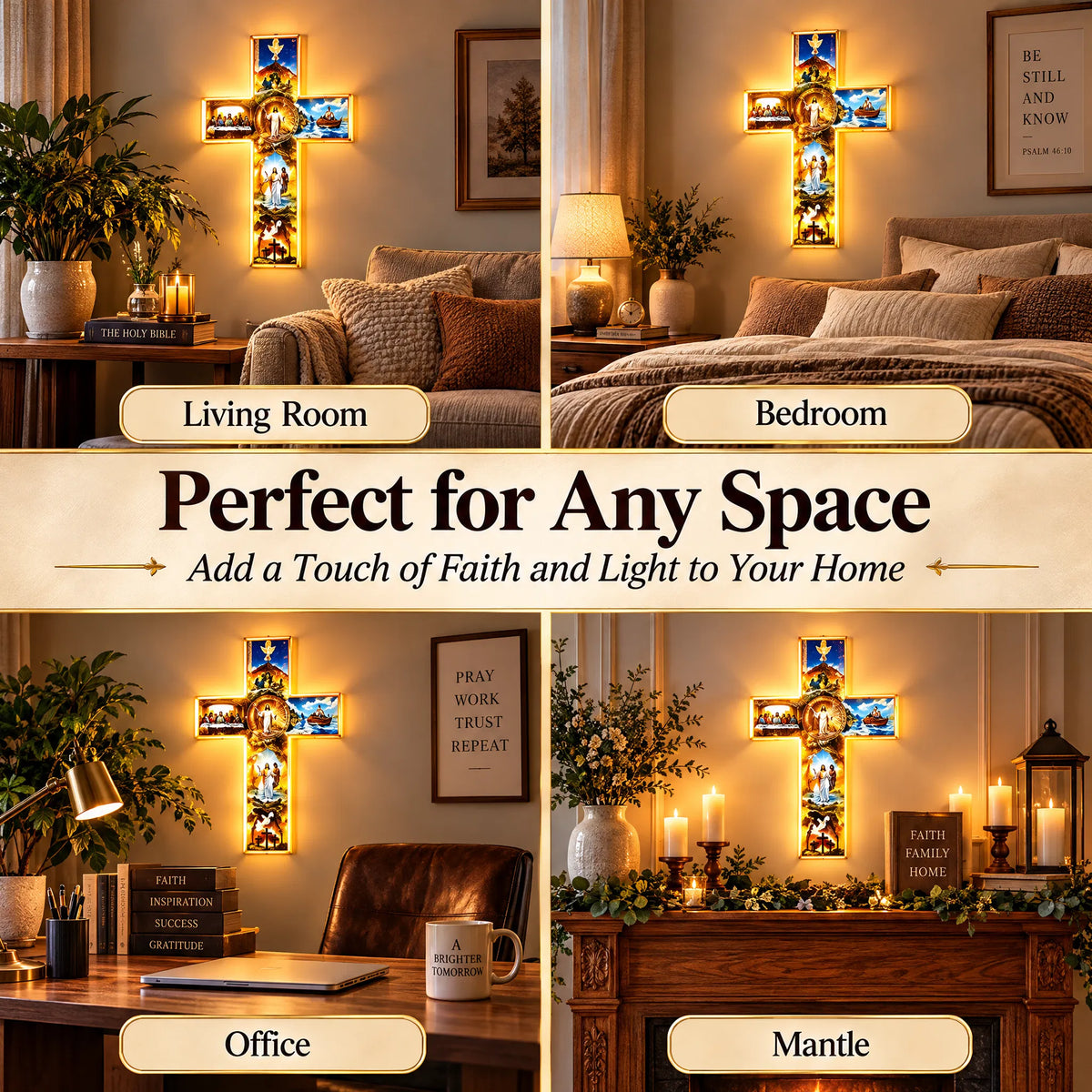 🎁Illuminated Biblical Story Cross With 6 Jesus Scenes