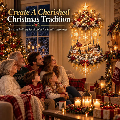 🎁Illuminated Christmas Tree &amp; Snowy Village Wall Hanging