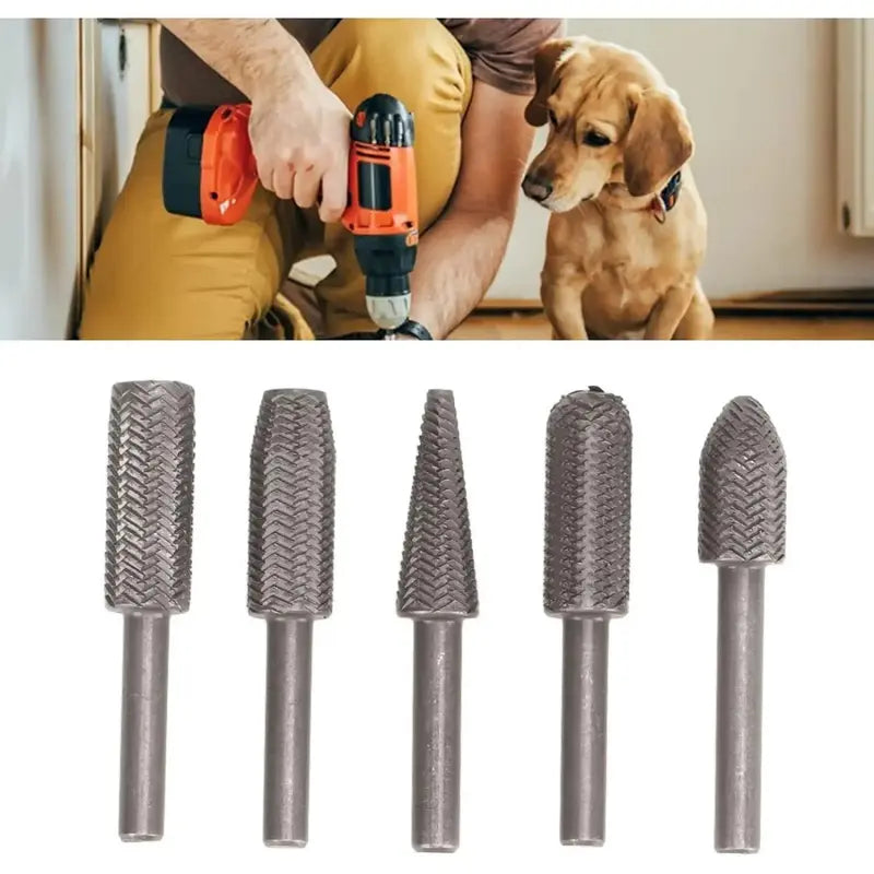 🔥 5PCS Tungsten Carbide File Set – High-Speed Wood Grinding & Carving Bits