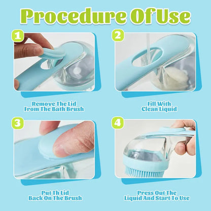 Pet Bath Brush with Shampoo Dispenser – Gentle Grooming & Deep Cleaning for Dogs and Cats