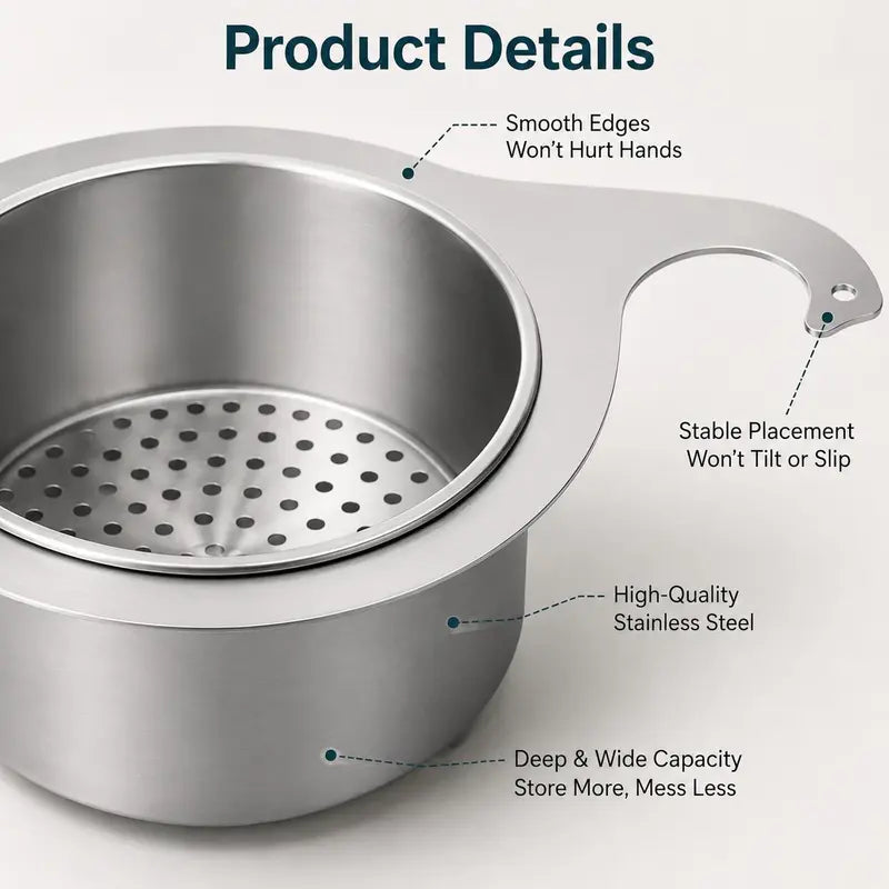 🎁2 Count Stainless Steel Hanging Sink Drain Strainer Baskets