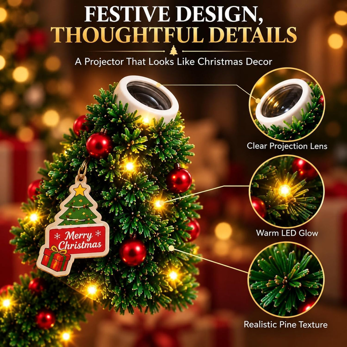 ❤️HD USB Christmas Tree Projector Light
