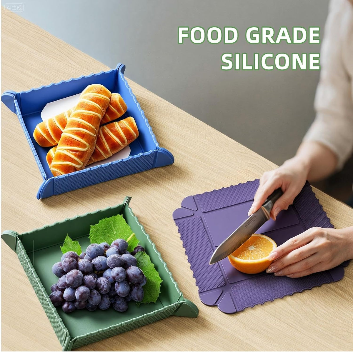 ❤️Magnetic Foldable Silicone Snack Tray for Food and Storage