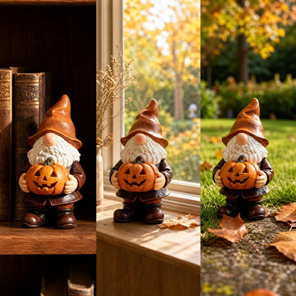 Halloween Pumpkin Gnome Resin Figurine