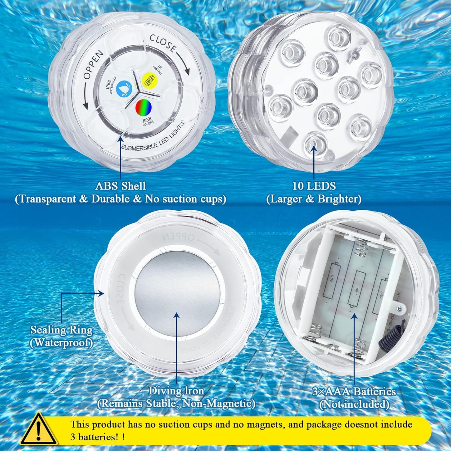 Pool Lights with Remote, 10 Color Changing Pool Lights