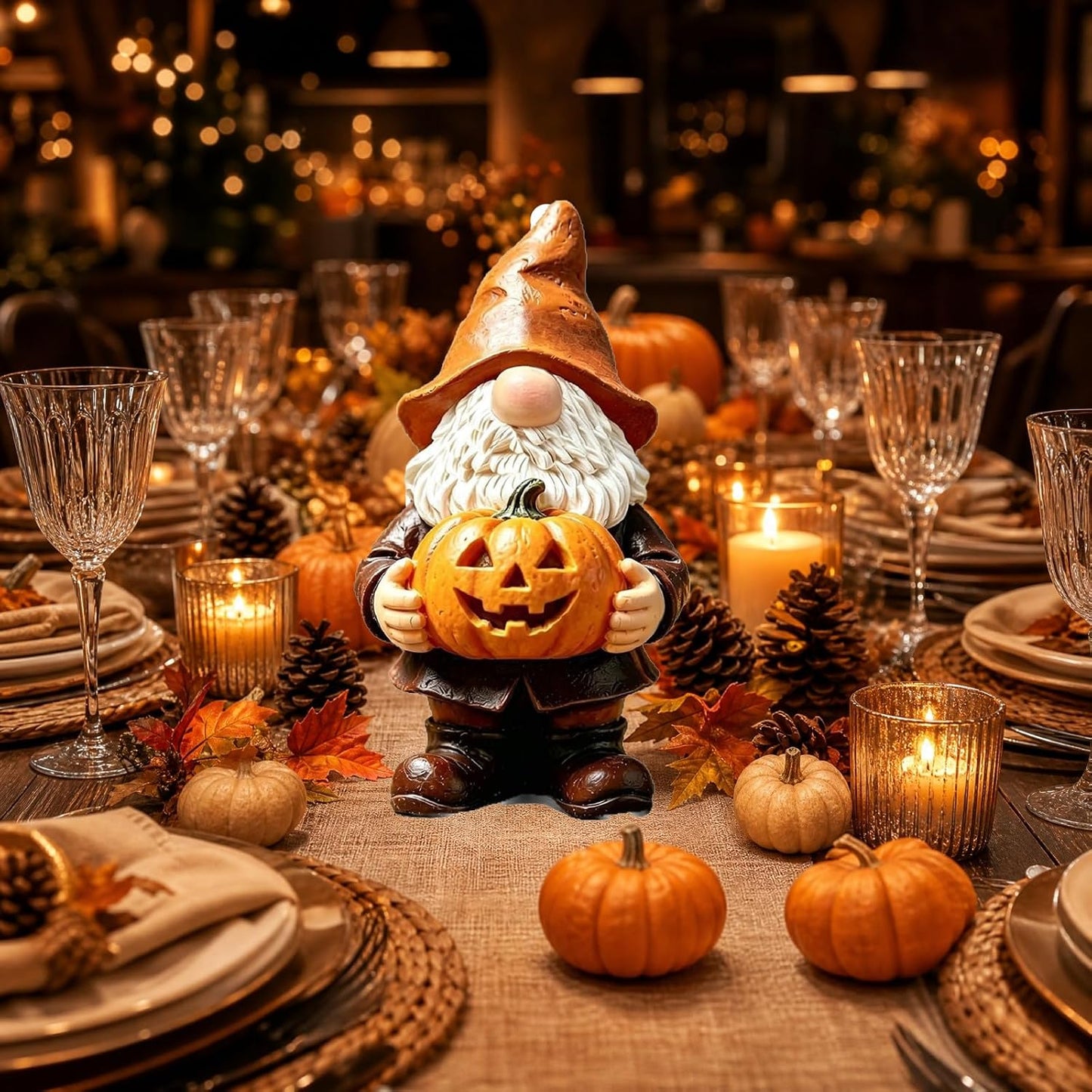 Halloween Pumpkin Gnome Resin Figurine