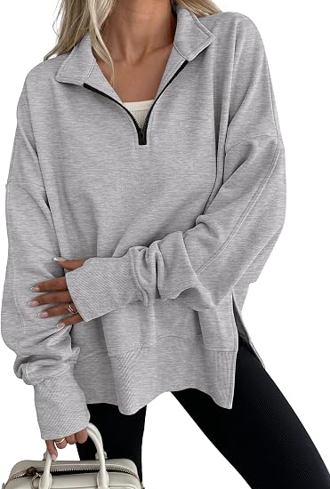 Women's Oversized Quarter Zip Pullover Sweatshirt