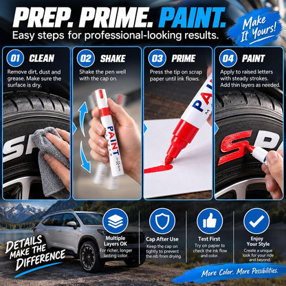 ❤️Multi-Surface Tire Paint Marker – Bold Lettering & Scratch Touch-Up