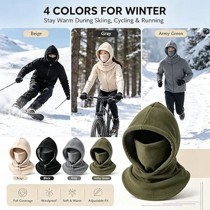 🎁3-in-1 Winter Fleece Balaclava Hood With Adjustable Drawstring