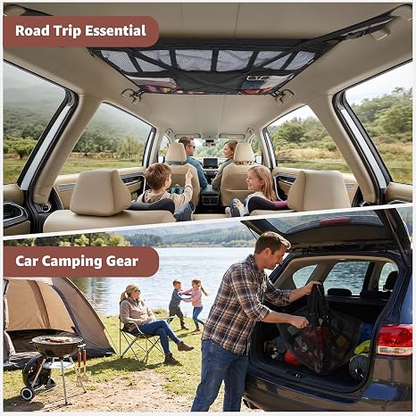 🎁Double-Layer Car Ceiling Cargo Net Storage Organizer