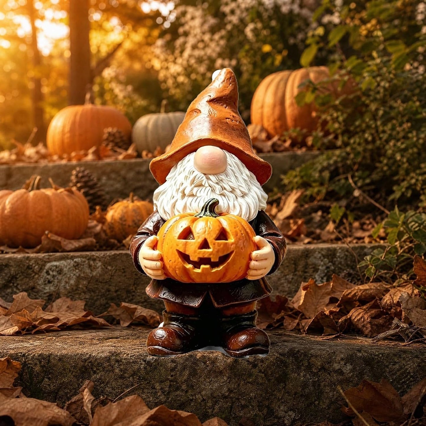 Halloween Pumpkin Gnome Resin Figurine