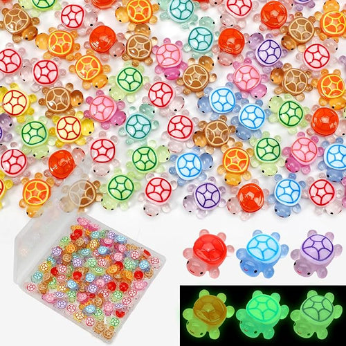 100 Pcs Mini Resin Turtles Glow in the Dark
