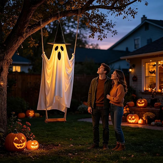 6ft Light Up Swinging Ghost with Remote Control