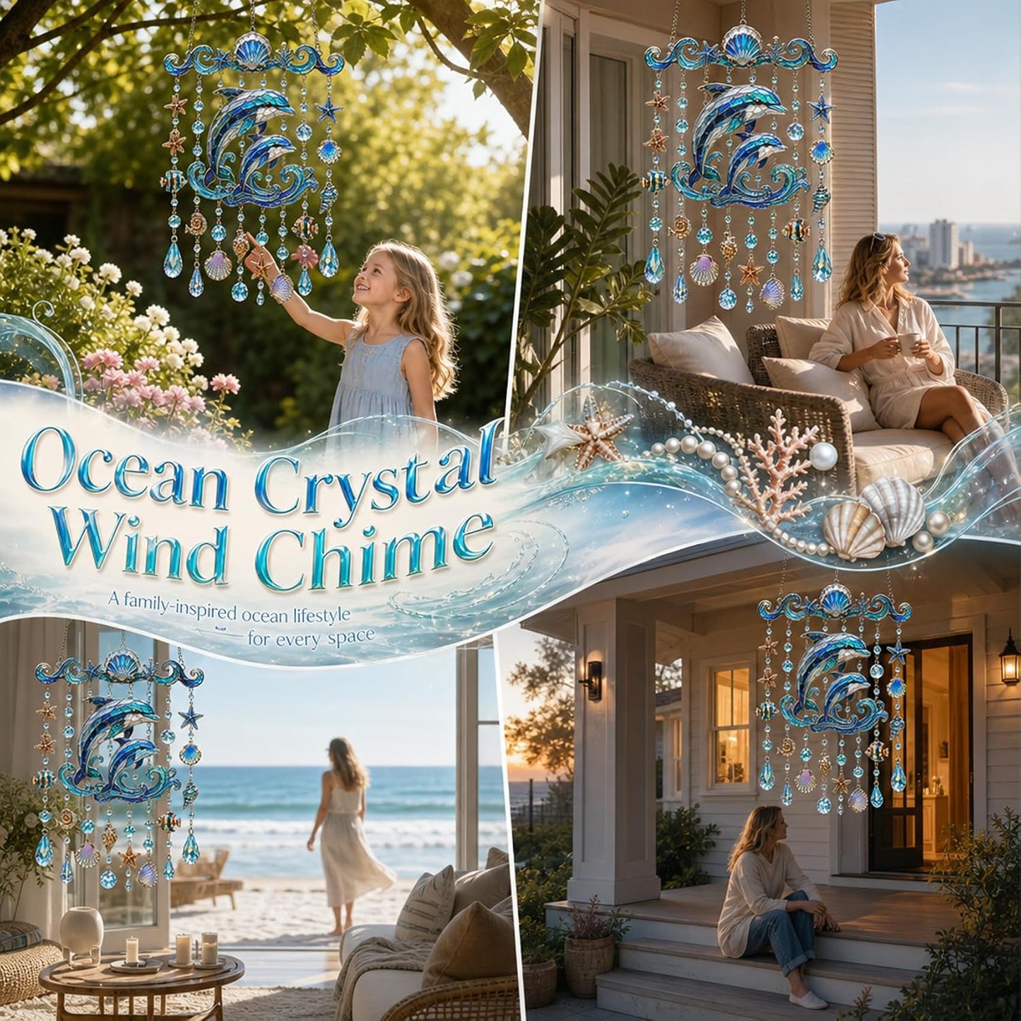 Ocean-Themed Crystal Wind Chime