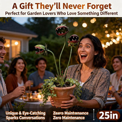 🌿 Whimsical Metal Carnivorous Plant Garden Stake – 25-Inch Large Monster Plant Sculpture For Outdoor Garden Decor 🦷✨