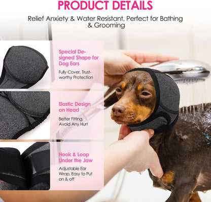 Dog Calming Hoodie Ear Wraps-Waterproof Dogs Swim Cap