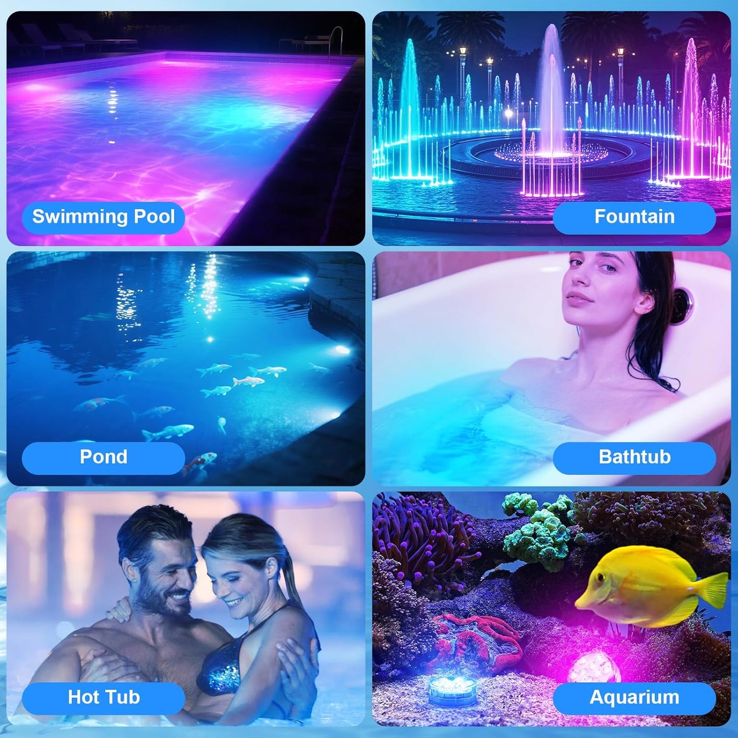 Pool Lights with Remote, 10 Color Changing Pool Lights
