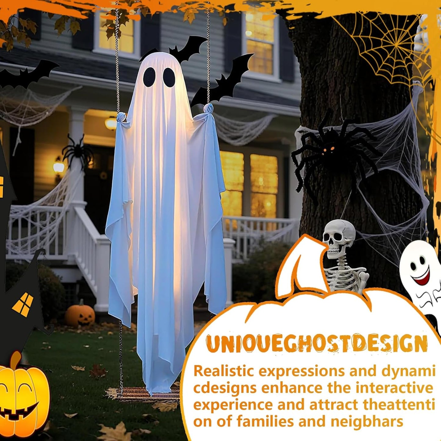 Giant Hanging Ghost Swing Decoration