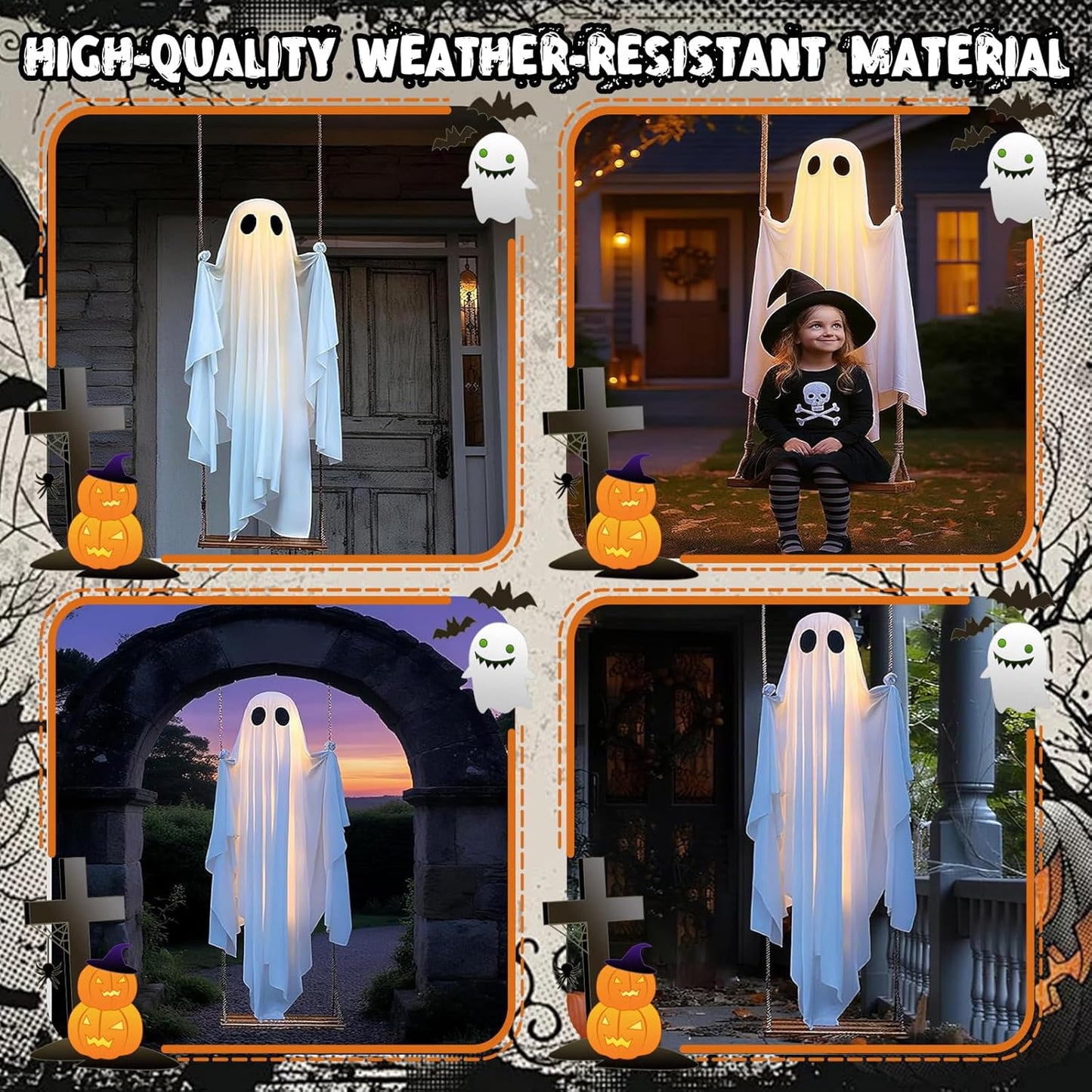 Giant Hanging Ghost Swing Decoration