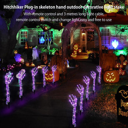 Halloween Skeleton Arm Stake Adjustable Skeleton Hand LED Light with 8 Lighting Modes (Red)
