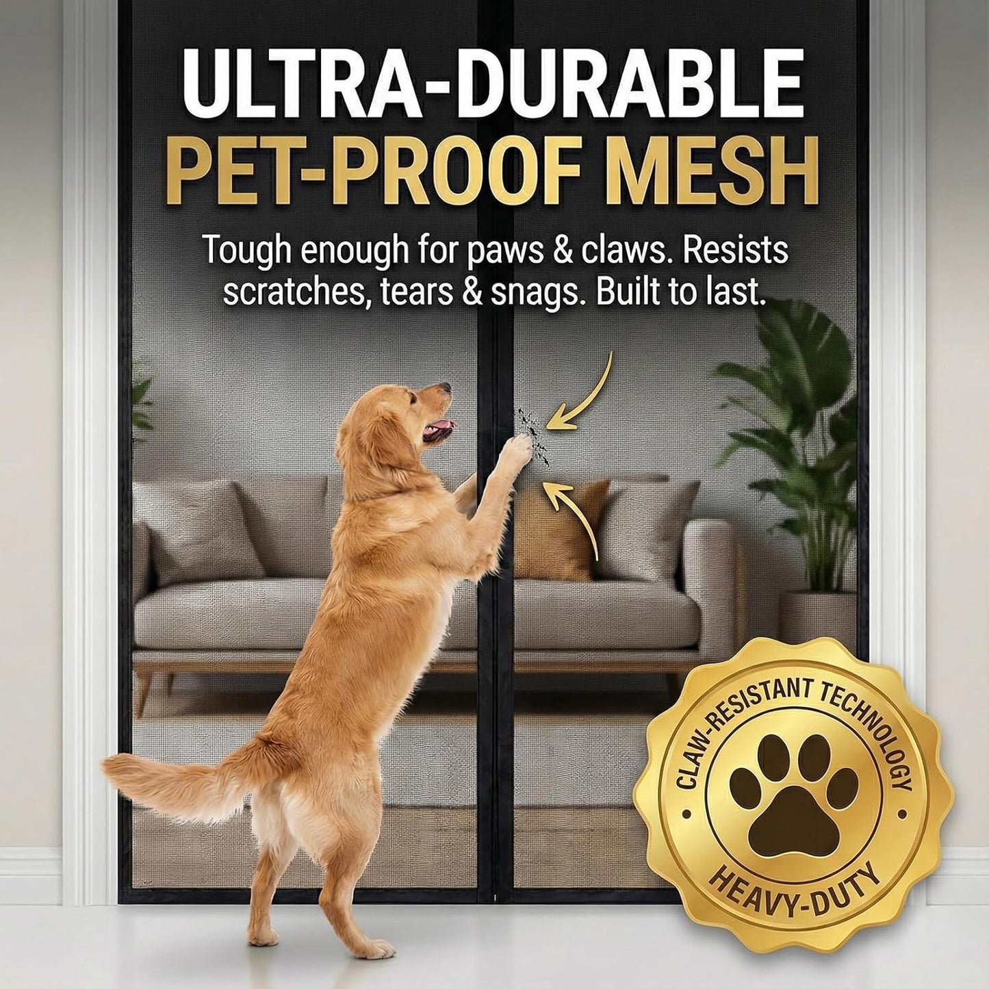 Premium Magnetic Screen Door, Heavy-Duty Reinforced Mesh