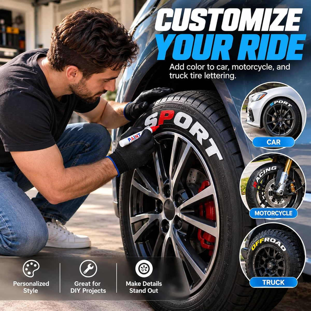 ❤️Multi-Surface Tire Paint Marker – Bold Lettering & Scratch Touch-Up