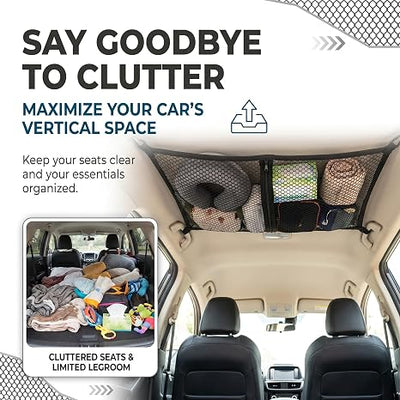 🎁Double-Layer Car Ceiling Cargo Net Storage Organizer