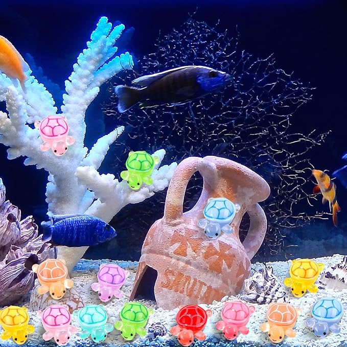100 Pcs Mini Resin Turtles Glow in the Dark