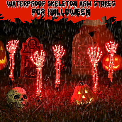 Halloween Skeleton Arm Stake Adjustable Skeleton Hand LED Light with 8 Lighting Modes (Red)