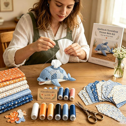 🧵 Quilted sea Animal Tissue Box DIY Kit💖