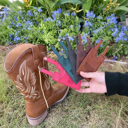 🎁2 Pcs Western Leather Boot Wallet Set With Snap Strap