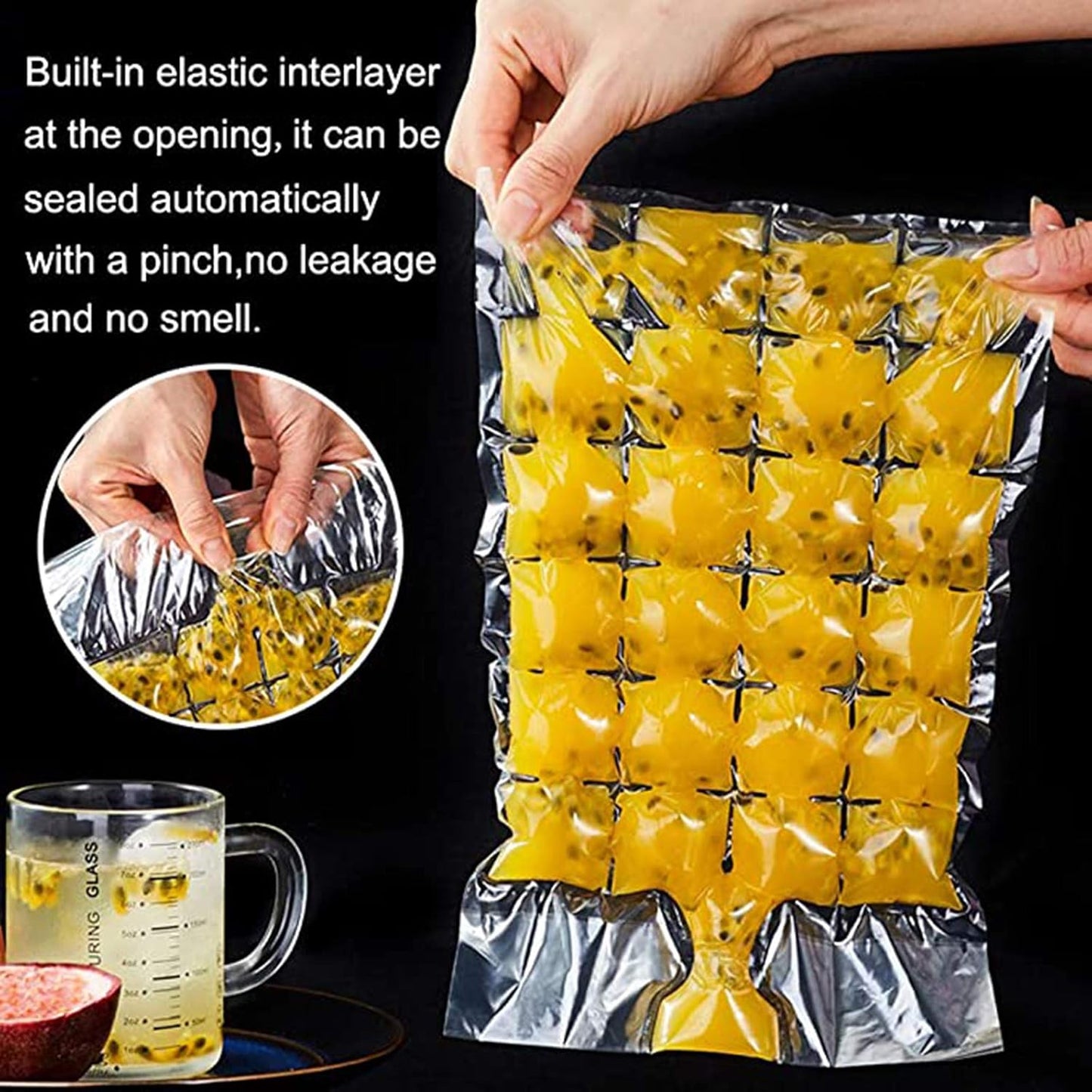 50 Counts Disposable Ice Maker Bags, Self-Sealing Freezer Trays with Funnel