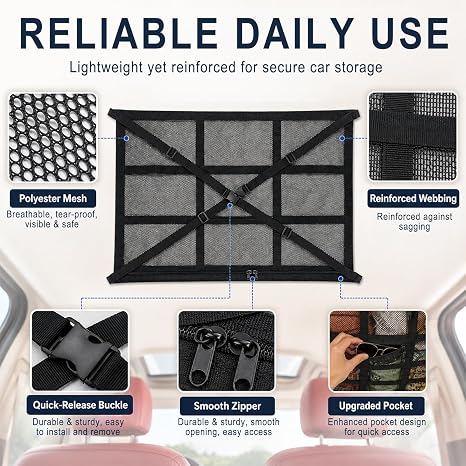🎁Double-Layer Car Ceiling Cargo Net Storage Organizer