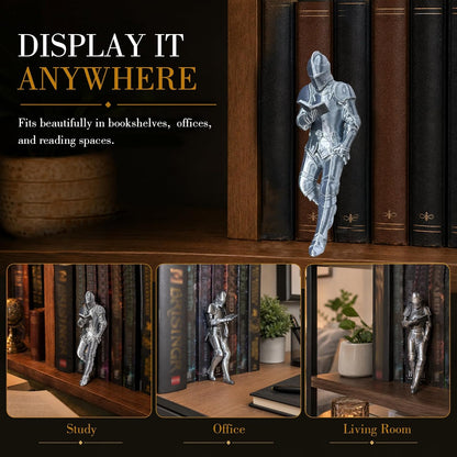 Medieval Reading Knight Figurine – Fantasy Bookshelf Decor