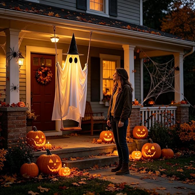 6ft Light Up Swinging Ghost with Remote Control