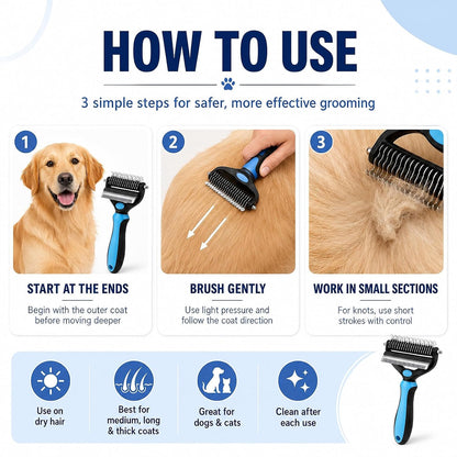 ❤️2-in-1 Undercoat Rake & Deshedding Brush for Dogs & Cats