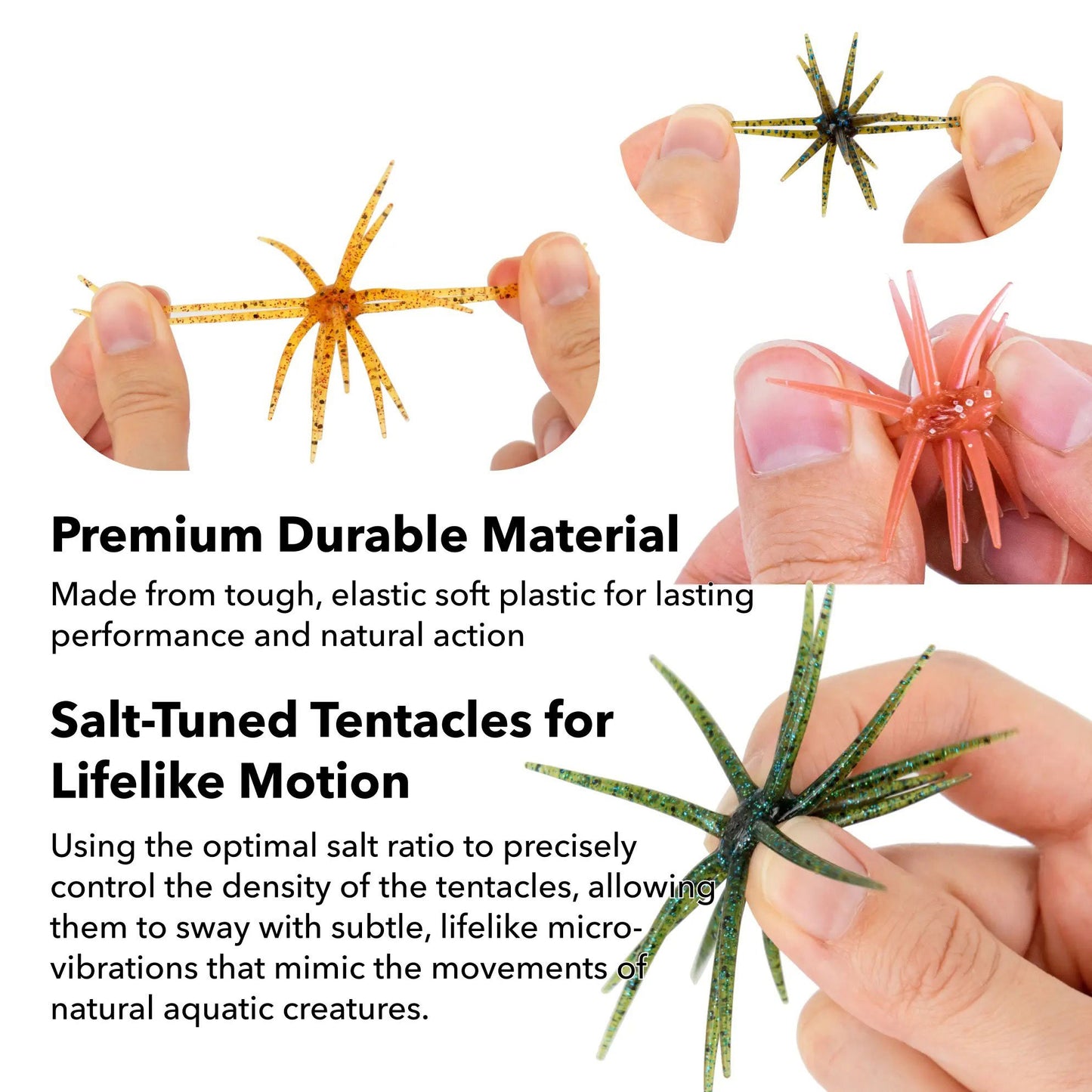 🎁Tentacle Soft Plastic Fishing Lure. Finesse Bass Bait for Drop Shot Wacky Rig. Slow Sinking