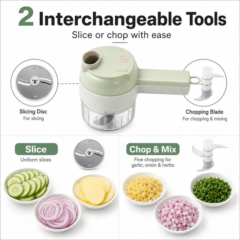 4-in-1 Handheld Electric Food Chopper &amp; Slicer