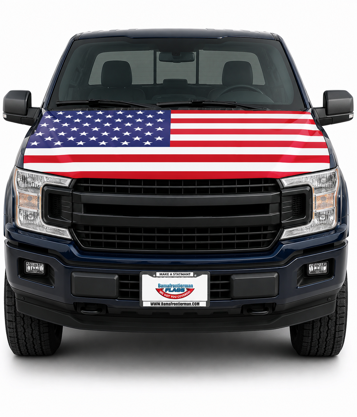 American Flag Car Hood Cover With Dual Triangle Clips Fits Trucks SUVs Sedans Jeep Commemorative Edition