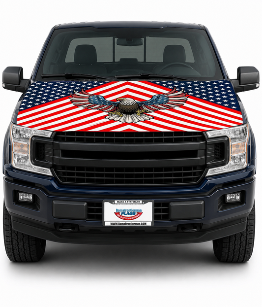 American Flag Car Hood Cover With Dual Triangle Clips Fits Trucks SUVs Sedans Jeep Commemorative Edition