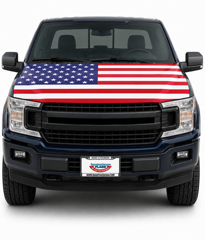 American Flag Car Hood Cover With Dual Triangle Clips Fits Trucks SUVs Sedans Jeep Commemorative Edition
