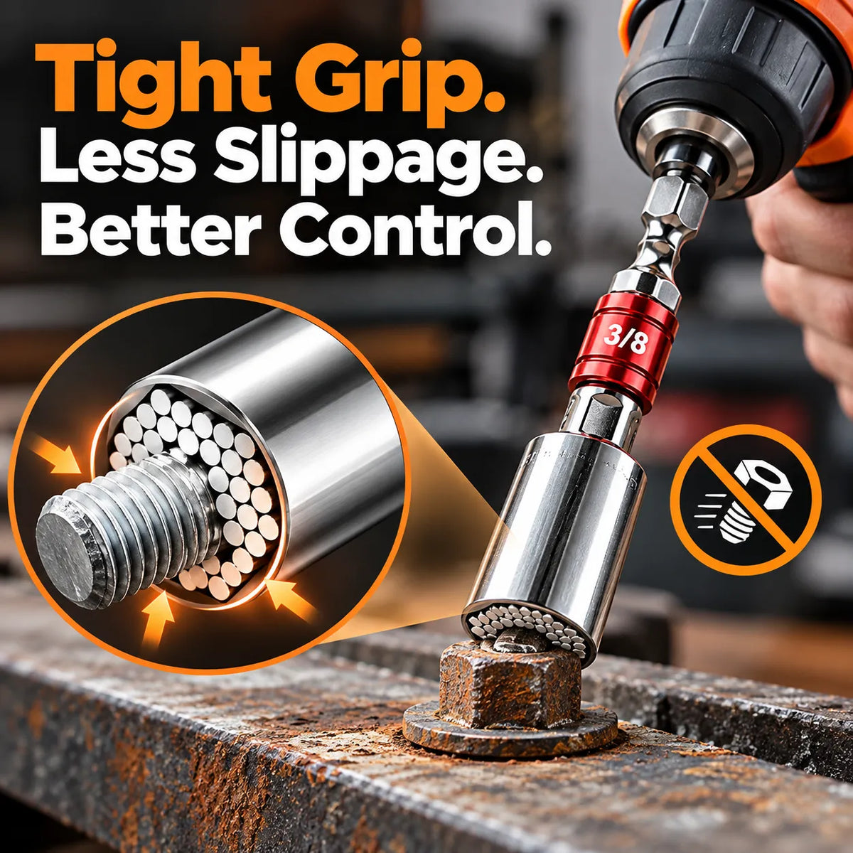 🎁Universal Grip Socket Tool With Power Drill Adapter – 7–19mm