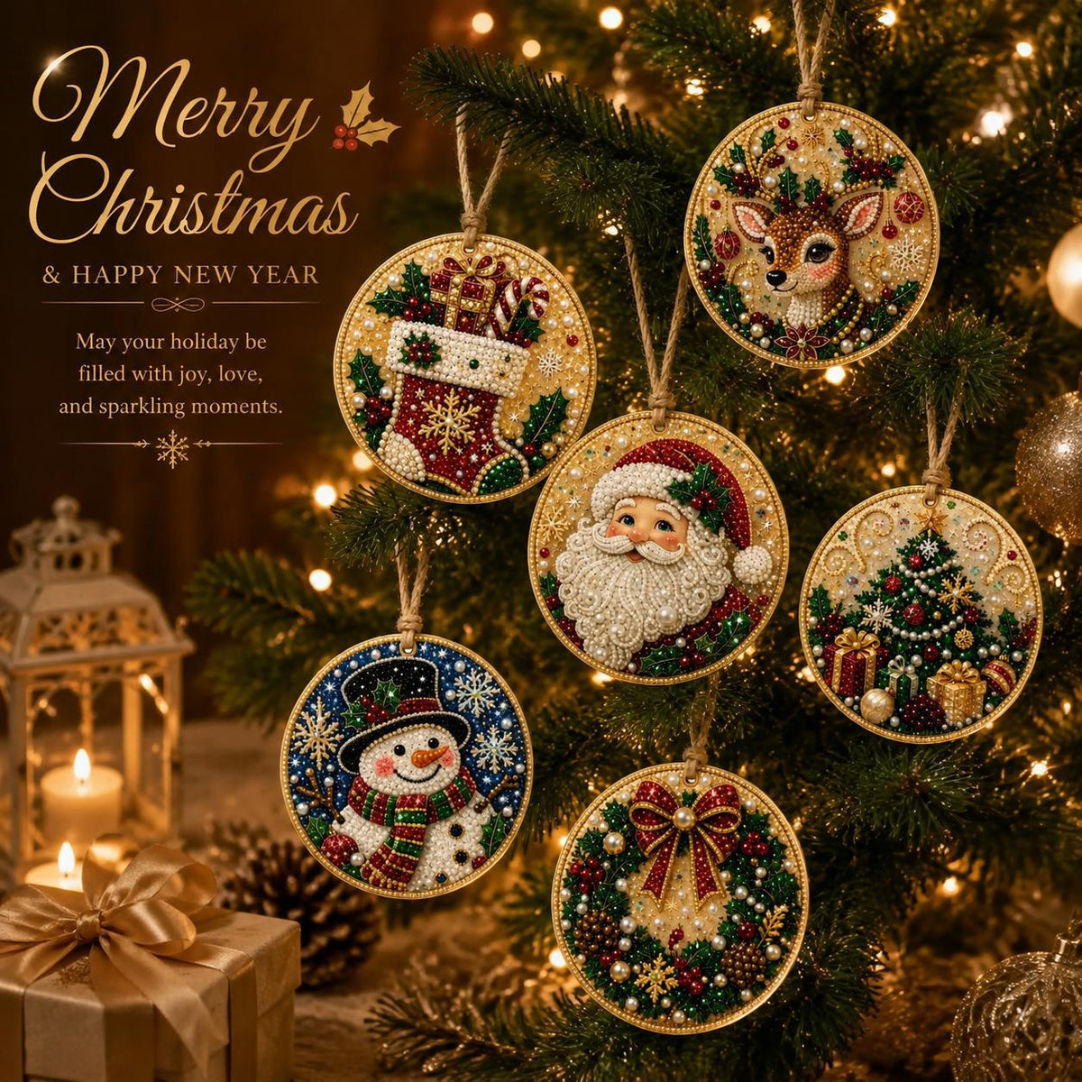 6Pcs Christmas DIY Diamond Painting Ornaments Kit