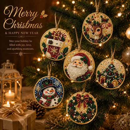 6Pcs Christmas DIY Diamond Painting Ornaments Kit