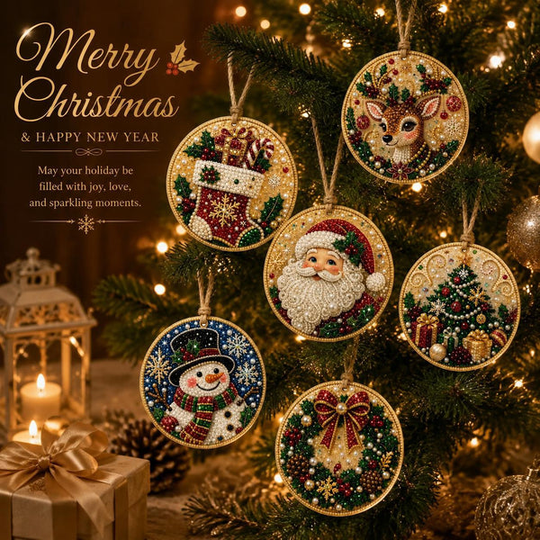6Pcs Christmas DIY Diamond Painting Ornaments Kit